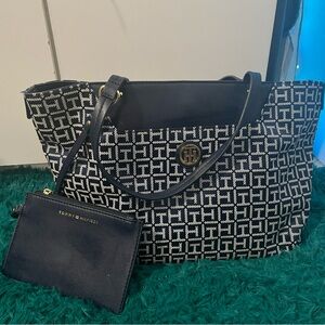 Tommy Hilfiger Black and White Patterned Tote